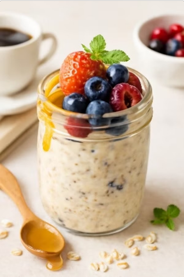 Overnight de Aveia com Frutas Vermelhas