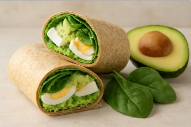 Wrap Integral com Creme de Abacate e Ovos