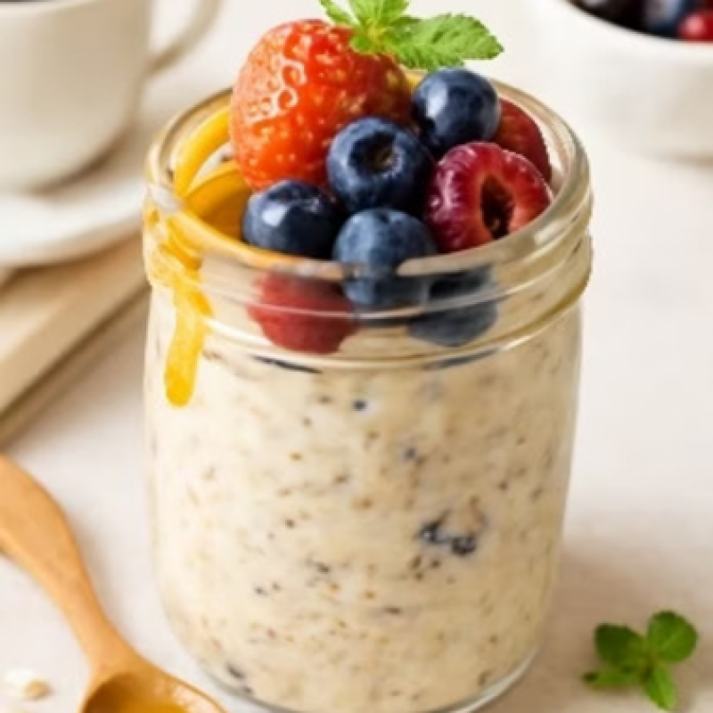 Overnight de Aveia com Frutas Vermelhas